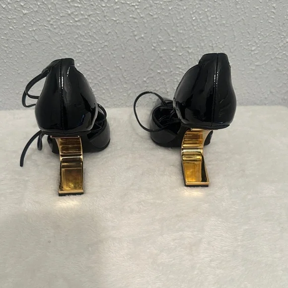 Jeffrey Campbell Demi d'Orsay pump in Black Patent finish with gold- tone Heels - Picture 7 of 15
